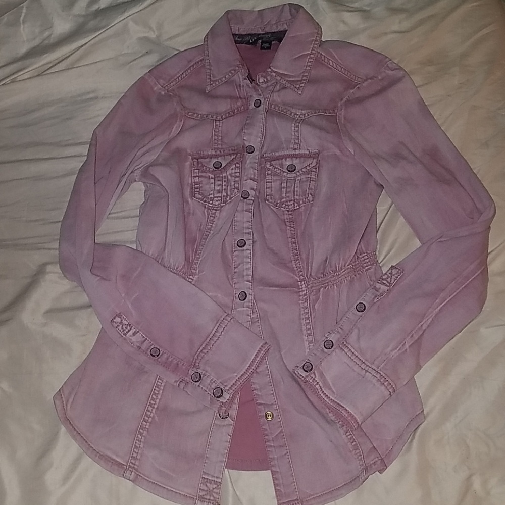 Guess pink button up light jacket